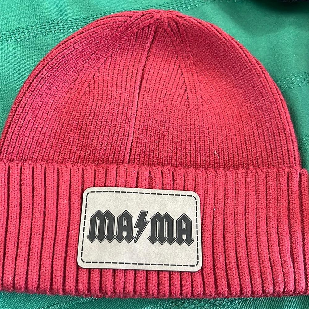 Custom leather patch beanie!